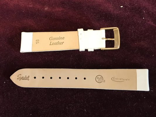 Speidel 18mm White Genuine Leather Watch Strap - NOS