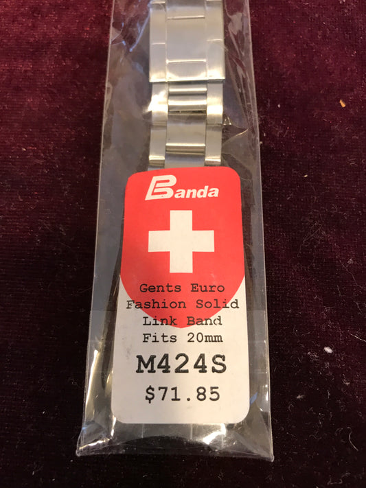 Banda 20mm Mens Euro Fashion Solid Link Band - New in bag