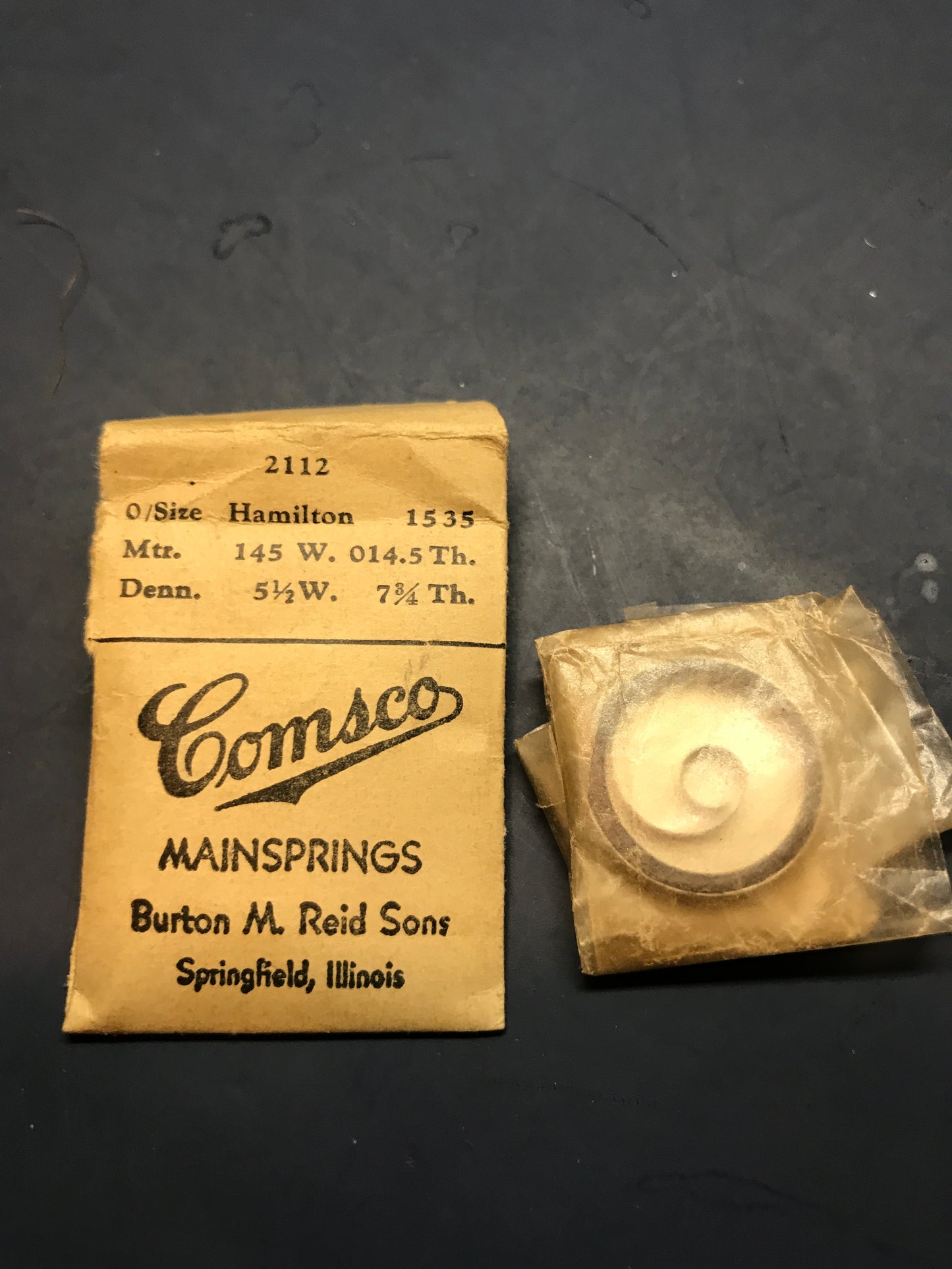 Comsco Mainspring #2112 for Hamilton 0s Factory No. 1535 - Steel