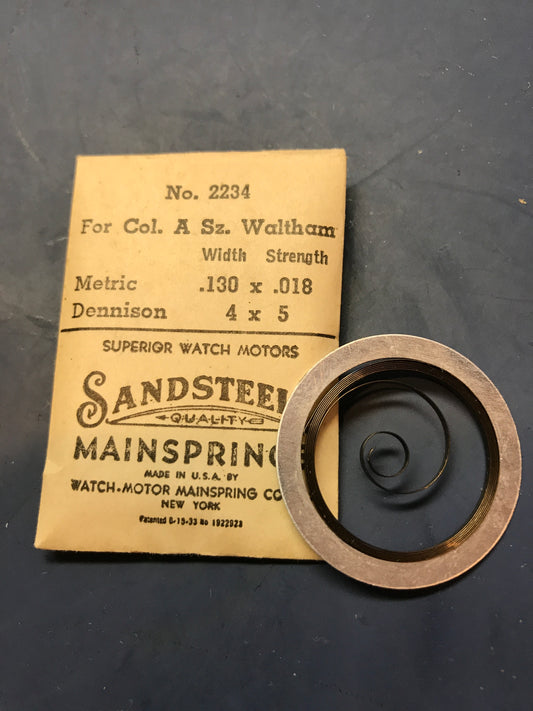 Sandsteel Mainspring for Waltham 12s Colonial A. No. 2234 - Steel