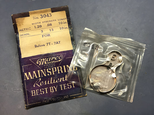 Marco Mainspring No. 3043 for Bulova caliber 7T & 7AT - Steel