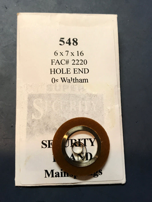 Newall SUPER Security Mainspring #548 for 0s Waltham No. 2220 - Alloy
