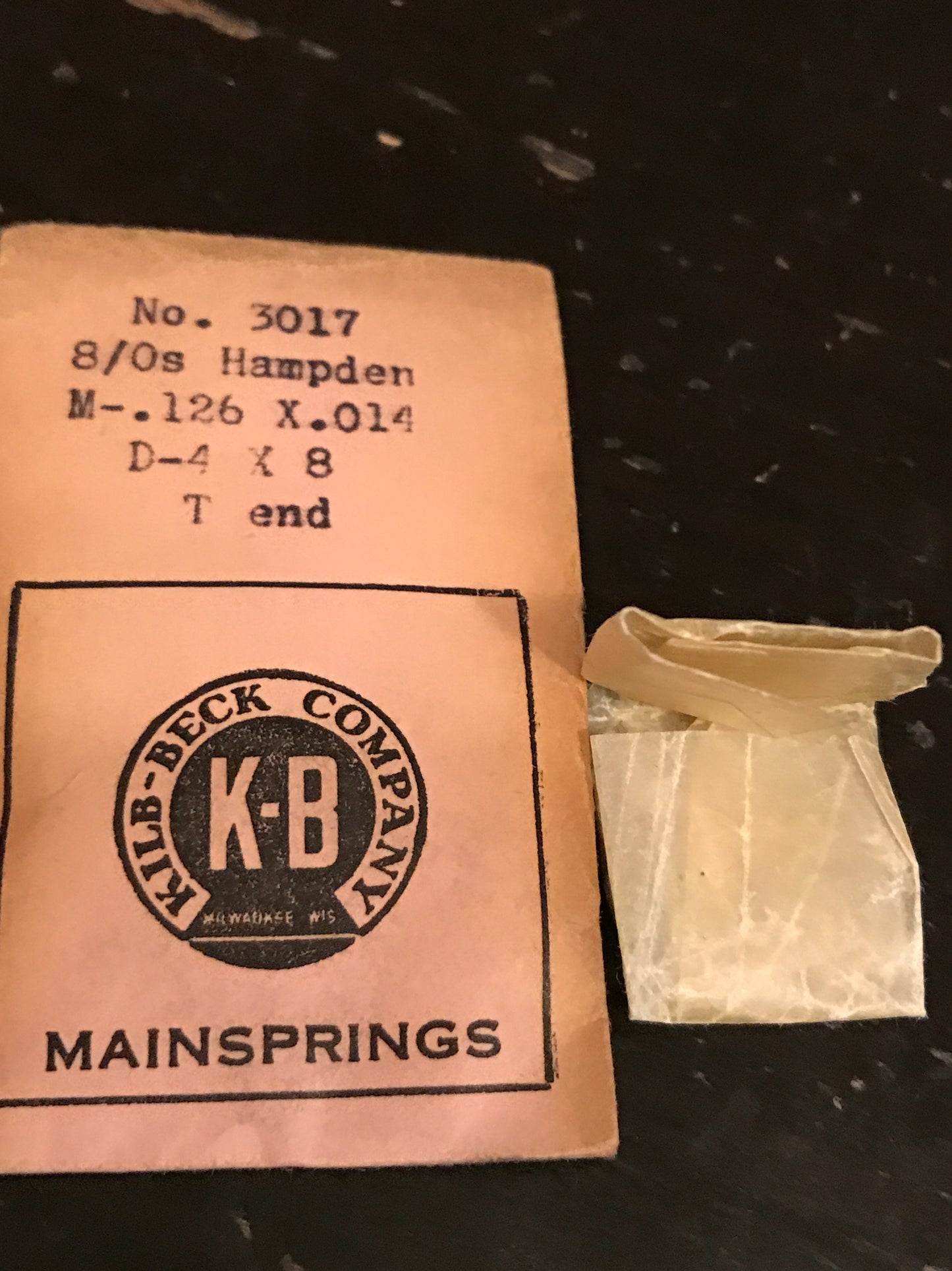 Kilb-Beck Mainspring #3017 for Hampden 8/0s No. 15696 - Steel