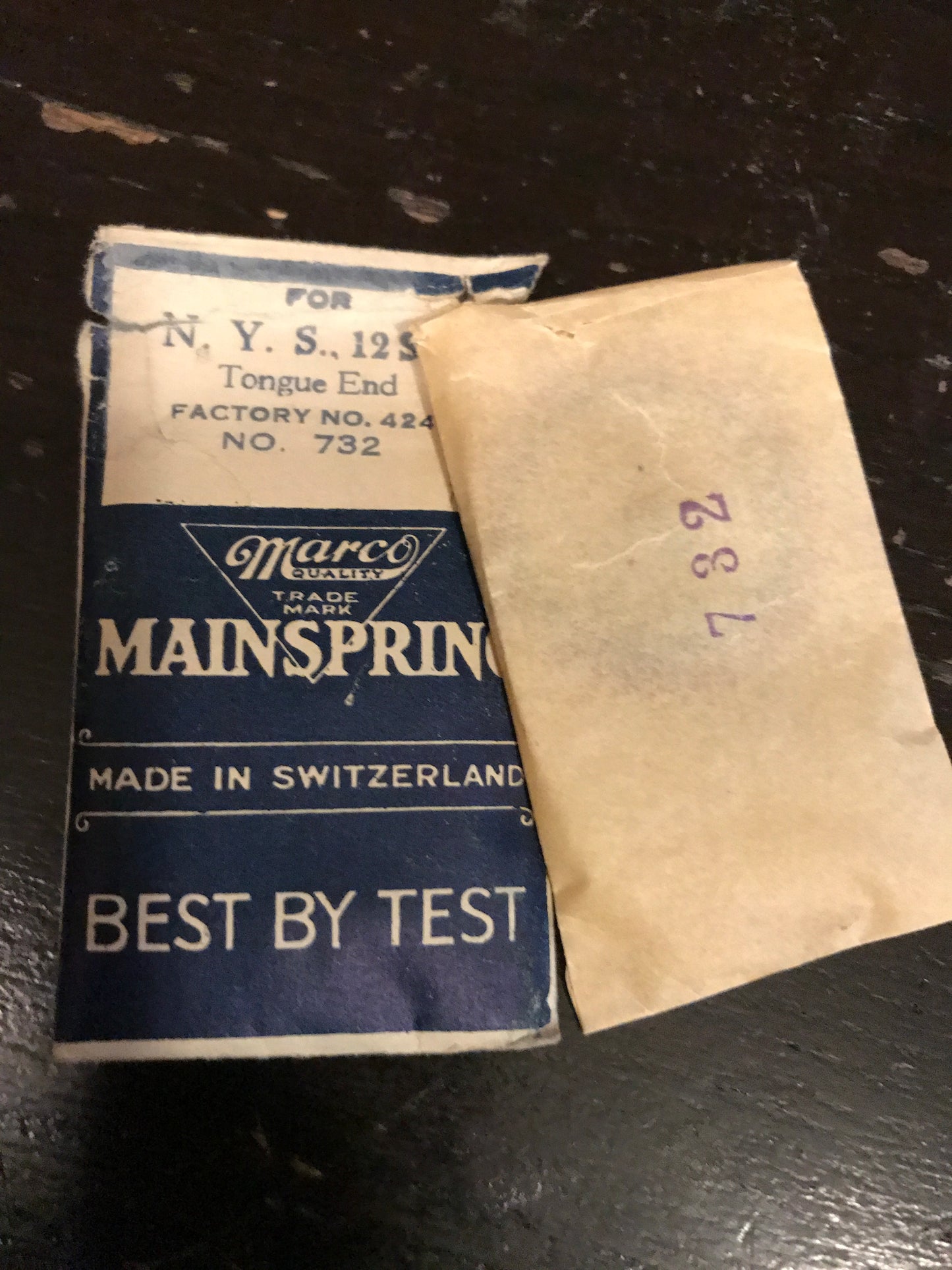 Marco Mainspring #732 for NY Standard 12s Model K No. 4284 - Steel