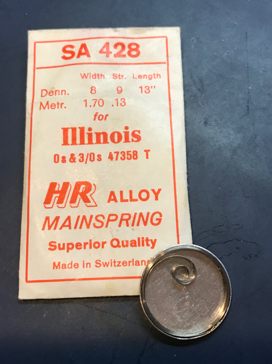 HR Mainspring SA428 for 0s & 3/0s Illinois Pocket Watches #47358 - Alloy