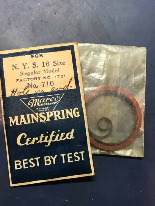 Marco Mainspring #710 for 16s N.Y. Standard Factory No. 1731 - Steel