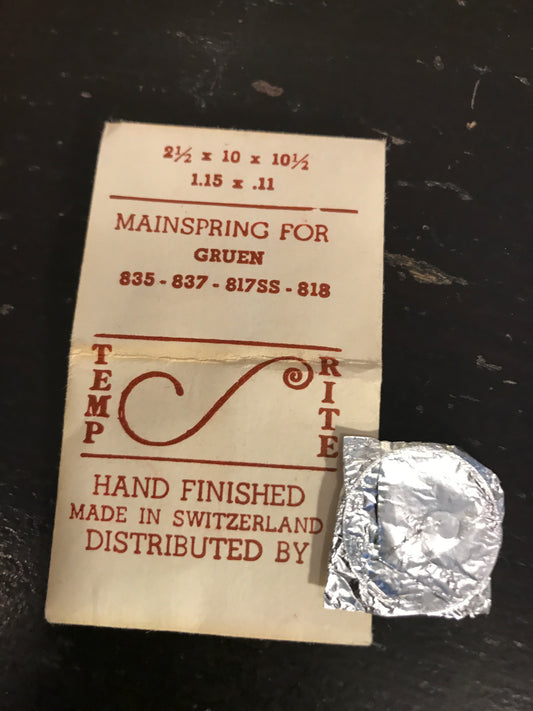 TEMP-RITE Mainspring for Gruen 835, 837, 817SS, 818 - Steel