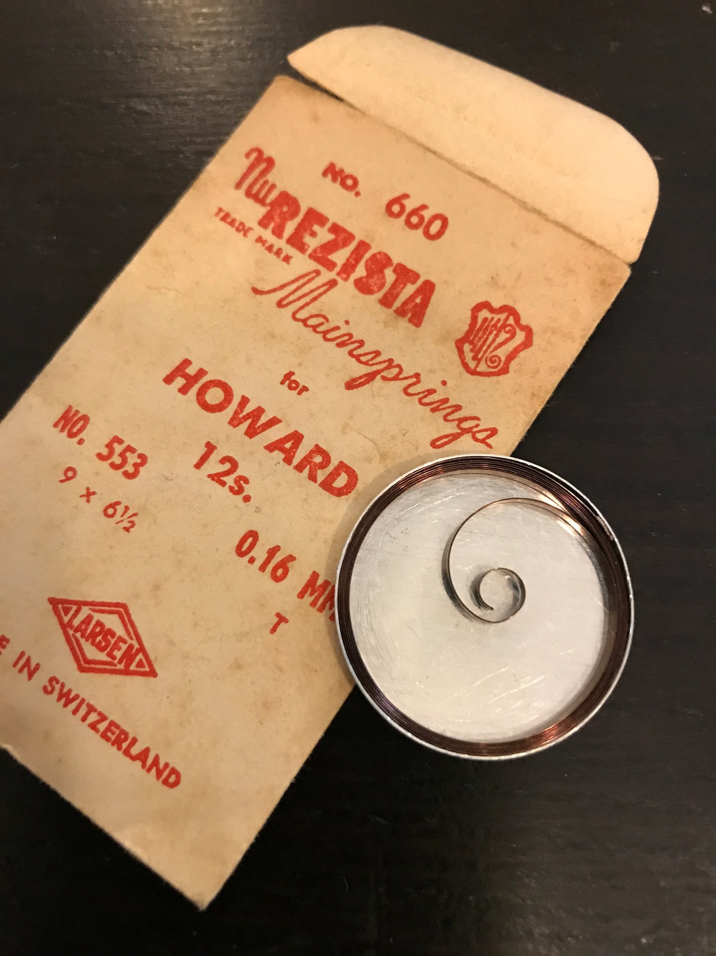 NuRezista Mainspring #660 for Howard 12s Model 1908 Factory No. 553 - Steel