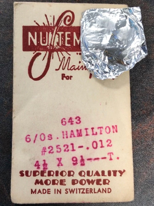 NuTemper Mainspring #643 for Hamilton 6/0s #2521- Steel