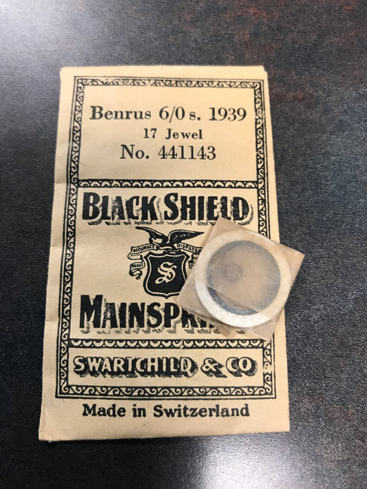 Swartchild Black Shield Mainspring for 6/0s Benrus 1939 - Steel