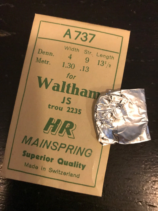 HR Mainspring A737 - Waltham 6/0s Jewel Series 1912 No. 2235 - Steel