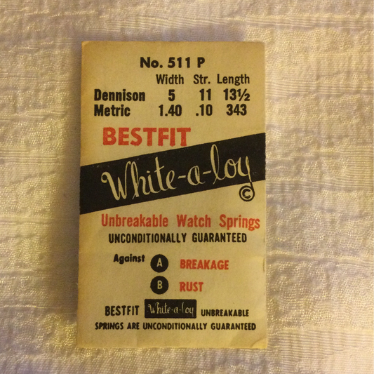 BESTFIT Mainspring 511P for Benrus AR, AT, AY, BD, ETA 765, 766, etc - Alloy