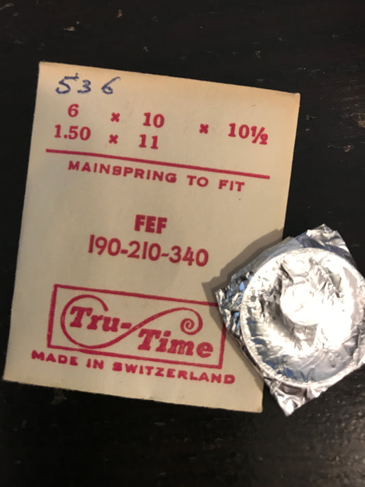 Tru-Time Mainspring for FEF caliber 190, 210, 340 - Steel
