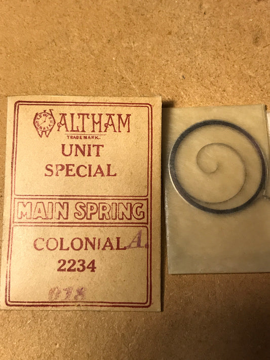 Waltham Factory Mainspring for 10s - 14s Colonial A No. 2234 - Steel