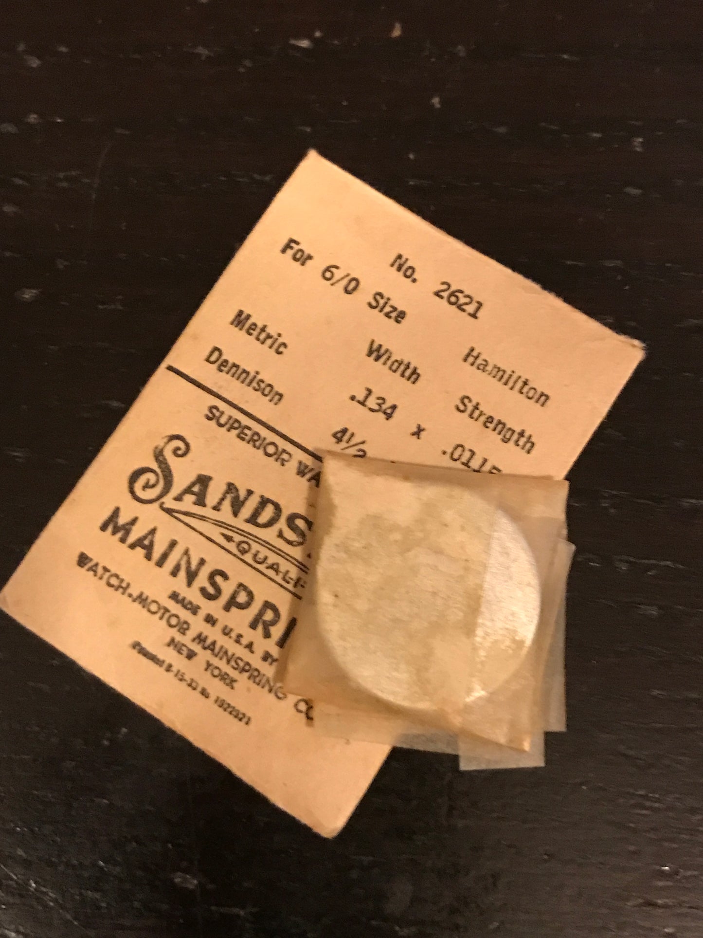 Sandsteel Mainspring for Hamilton 6/0s Factory No. 2621- Steel