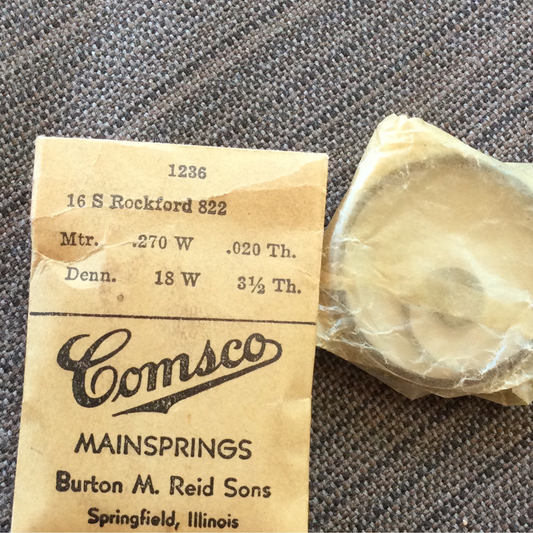 Comsco Mainspring #1236 for 16s Rockford Factory No. 822 - Steel