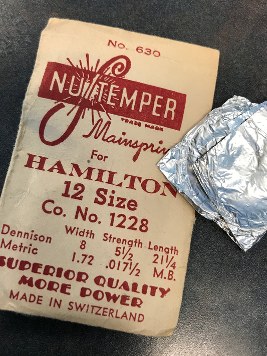 NuTemper Mainspring No.630 for 12s Hamilton 17-19j #1228 - Steel