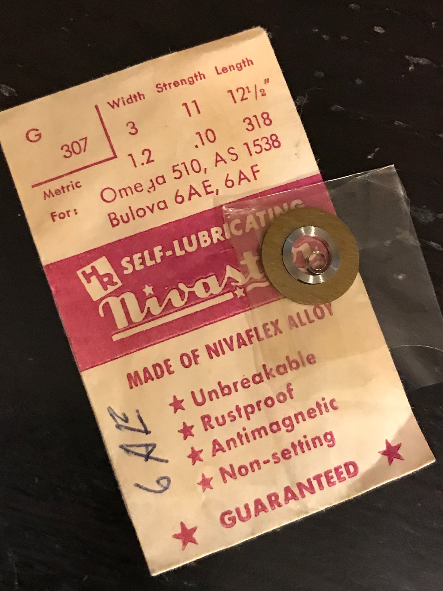 HR Nivastar Mainspring G307 for Omega 510, Bulova 6AE, 6AF, AS 1538 - Alloy