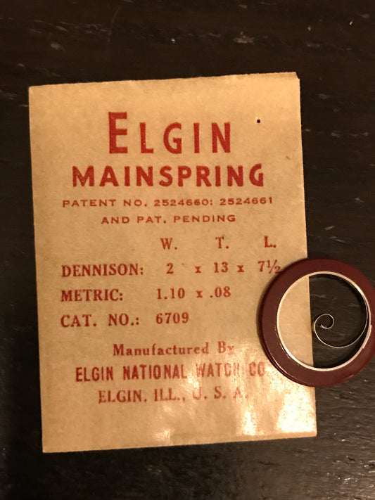 Elgin Factory Mainspring for MST caliber 281 & Certina caliber 201 - No. 6709 - Alloy