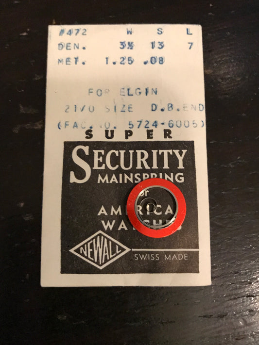 Newall SUPER Security Mainspring #472 for Elgin 21/0s #5724 / 6005 - Alloy