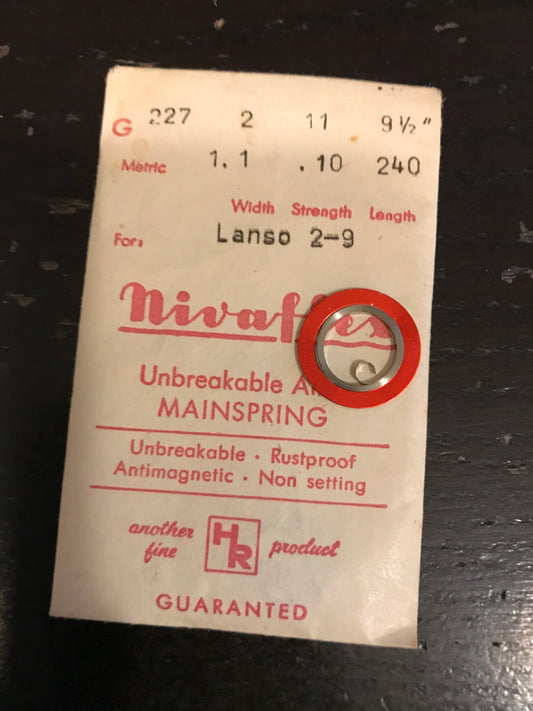 Nivaflex Unbreakable Mainspring for Lanso caliber 2-9 - Alloy