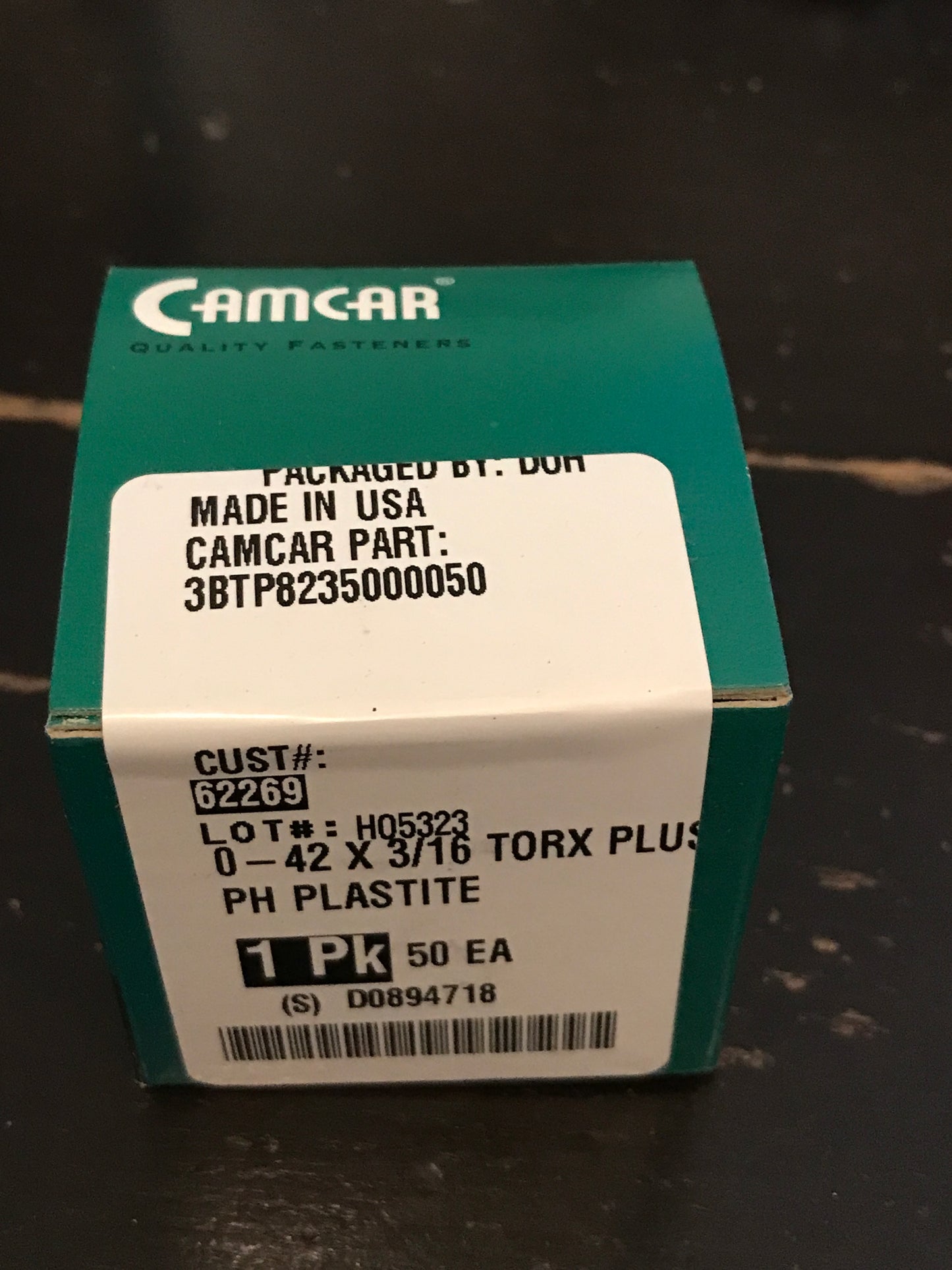 CAMCAR 0-42 x 3/16 TX Pan Plus PLASTITE Thread Forming Screws - Box of 50