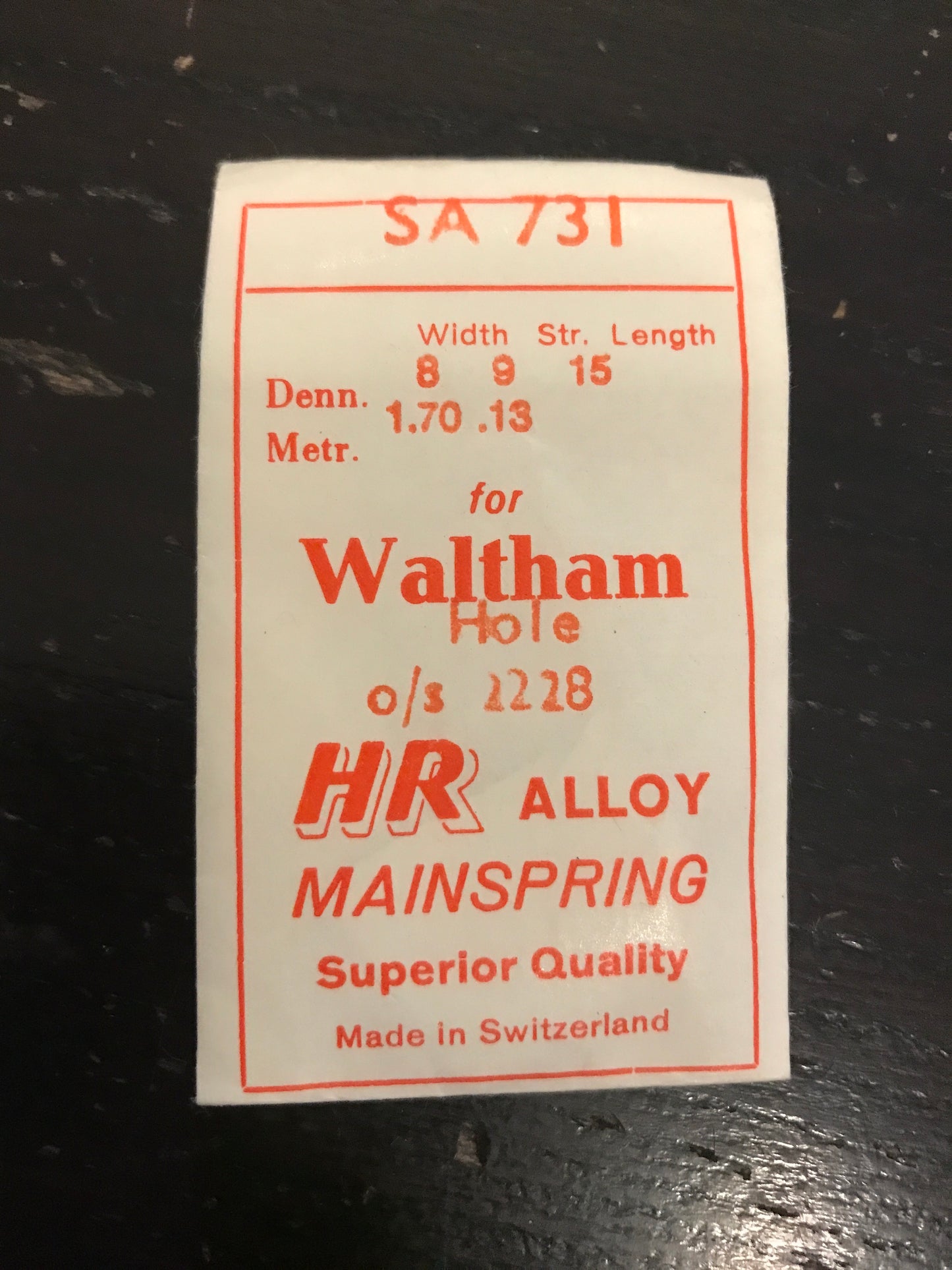 HR Mainspring SA731 for Waltham 0s Factory No. 2228 - Alloy