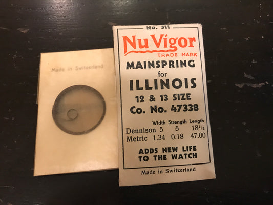 NuVigor Mainspring #311 for Illinois 12s movements Factory No. 47338 - Steel