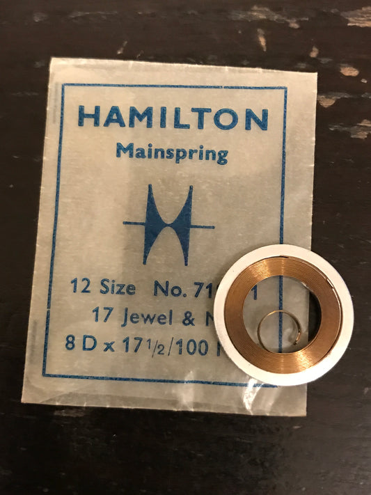Hamilton Factory Mainspring for 12s 17j Hamilton No. 718071 / 1228 / 3028 - Steel
