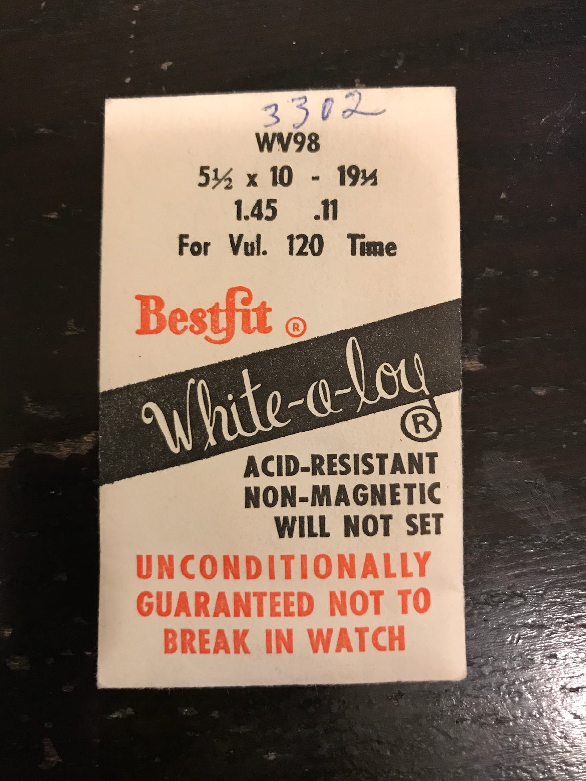 BESTFIT Mainspring WV98 for Vulcain caliber 120 Wrist Alarm - Alloy