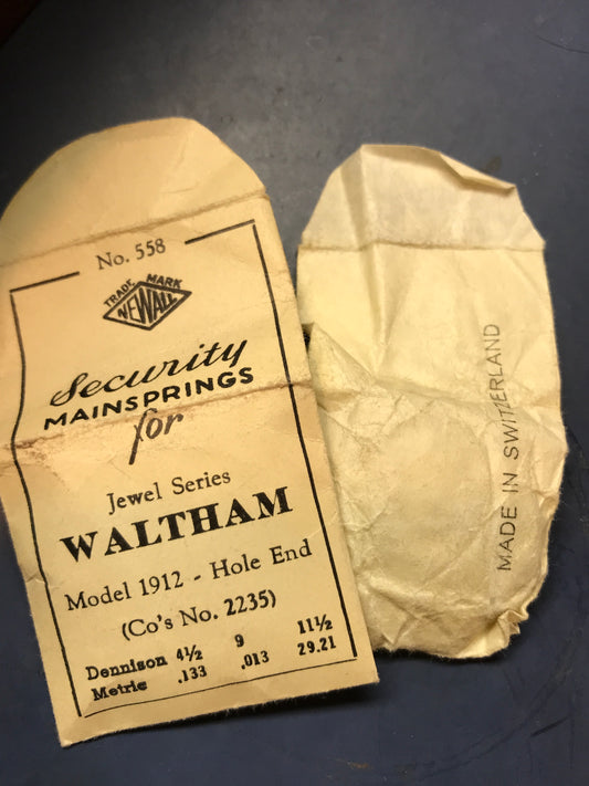 Newall SUPER Security Mainspring #558 for Waltham Jewel Series 6/0s No. 2235 - steel