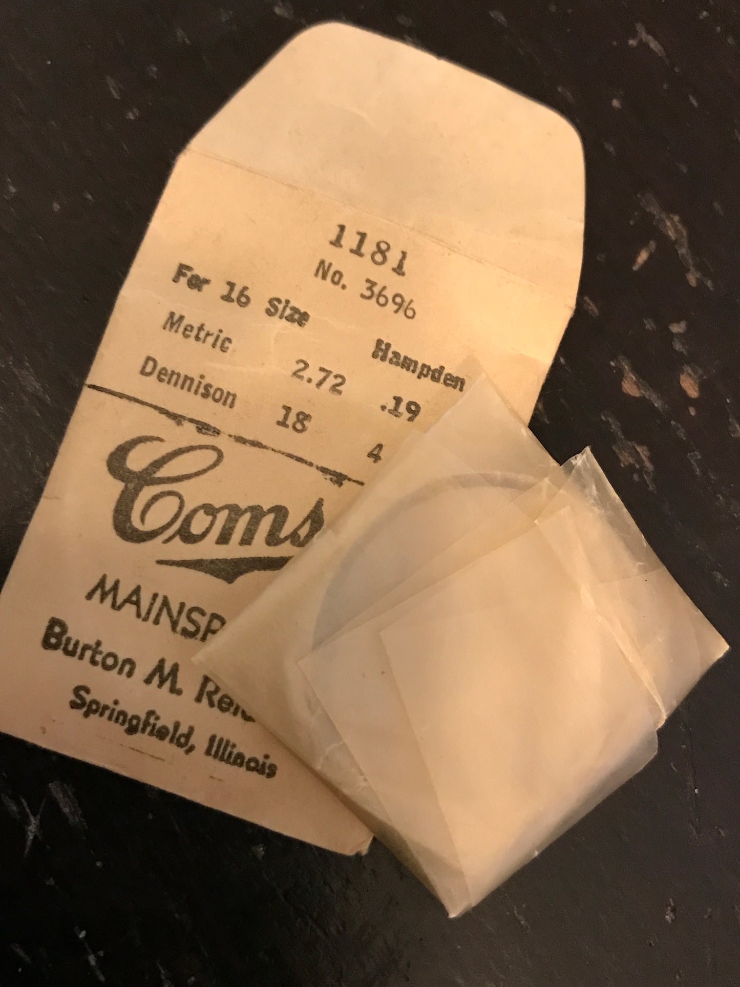 Comsco Mainspring #1181 for 16s Hampden Factory No. 3696 - Steel