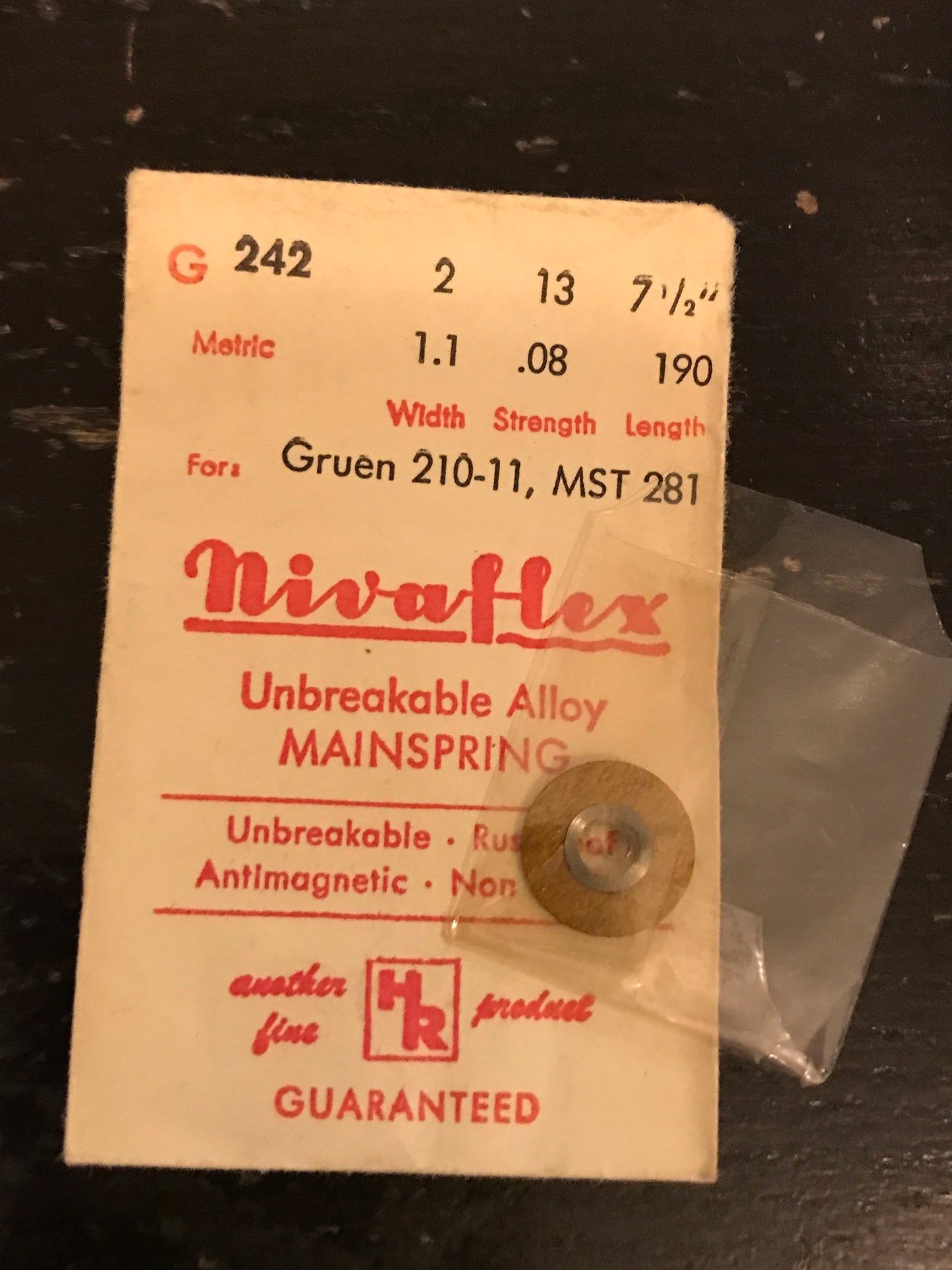 HR Nivaflex Mainspring K242 for MST 281, Gruen 210, 211, 212 - Alloy