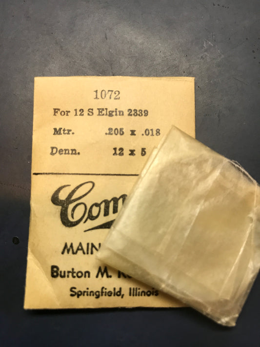Comsco Mainspring #1072 for Elgin 12s Factory No. 2339 - Steel