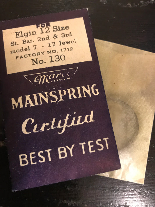 Marco Mainspring #130 for 12s Elgin 7j to 17j movements No. 1712 - Steel