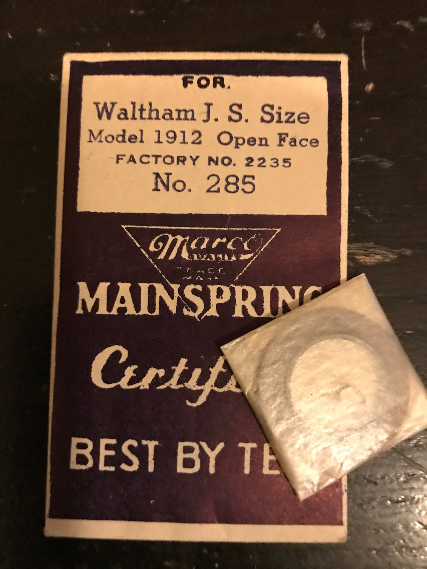 Marco Mainspring #285 for Waltham Jewel Series 6/0s No. 2235 - Steel