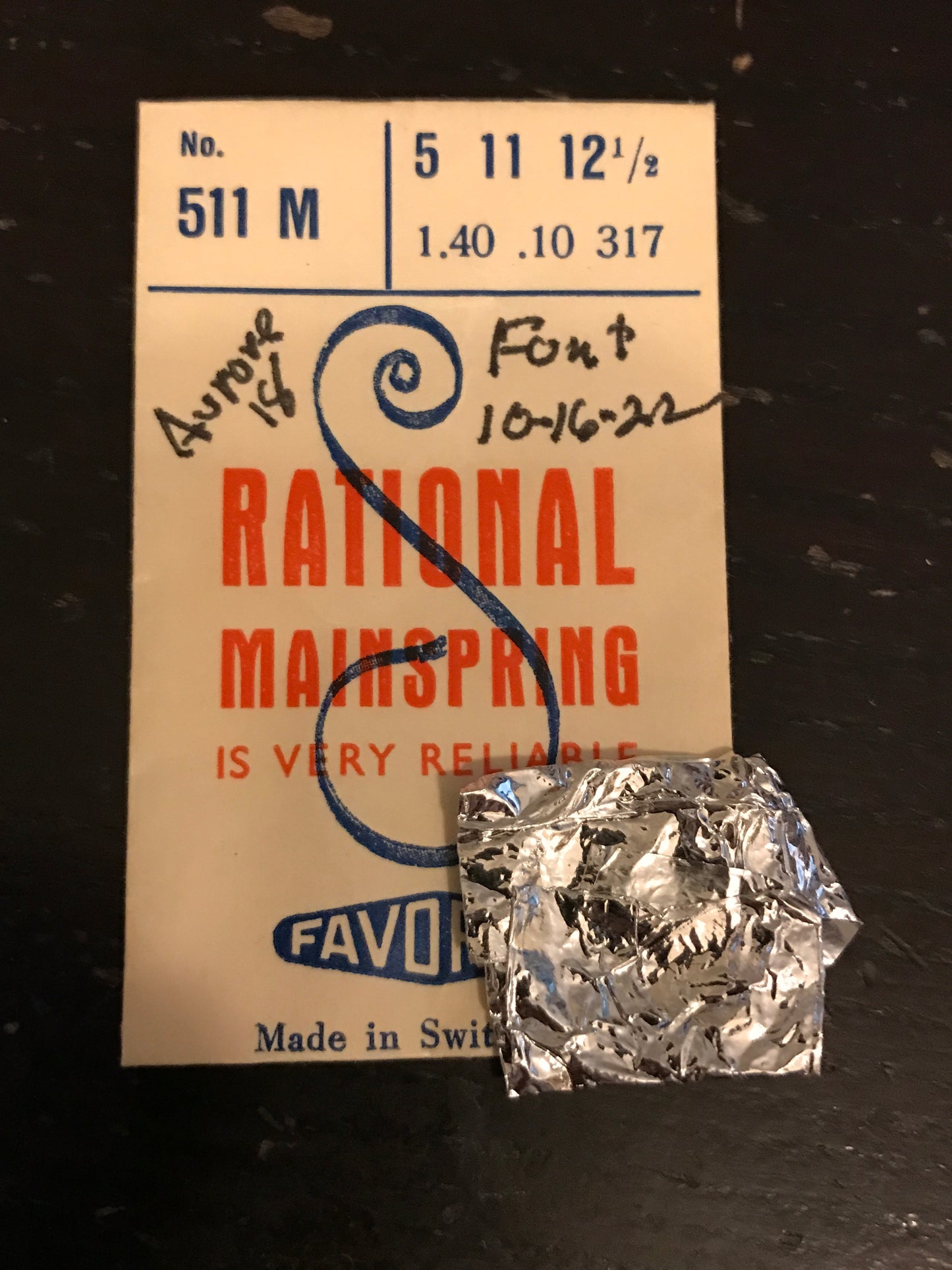 Favorite Rational Mainspring 511M for Font 10, 16, 22 & Aurore 18 - Steel