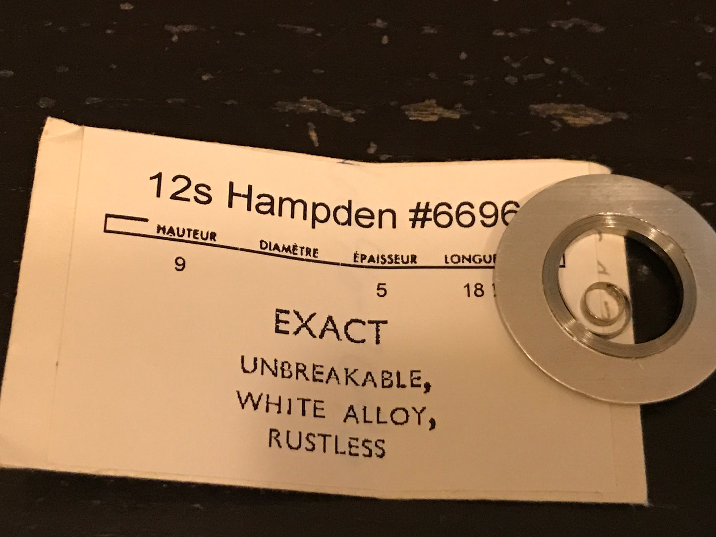 Hampden 12s Mainspring #6696 (EXACT) - Alloy