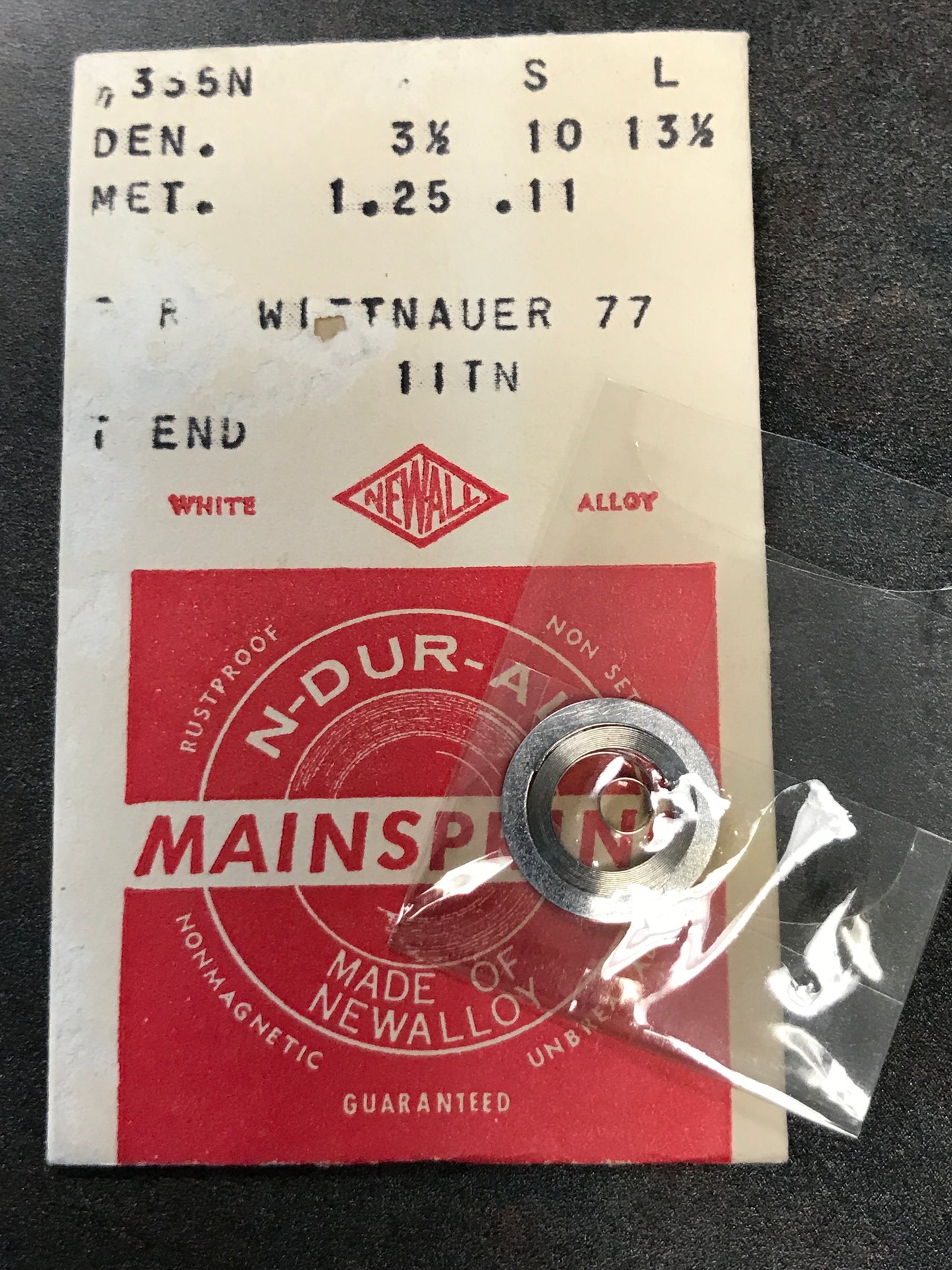 Newall Mainspring #335N for Wittnauer caliber 77, 10TN, 11TN - Alloy