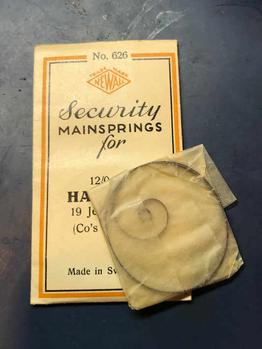 Newall Security Mainspring #626 for Hamilton 12/0s Factory No. 4128 - Steel