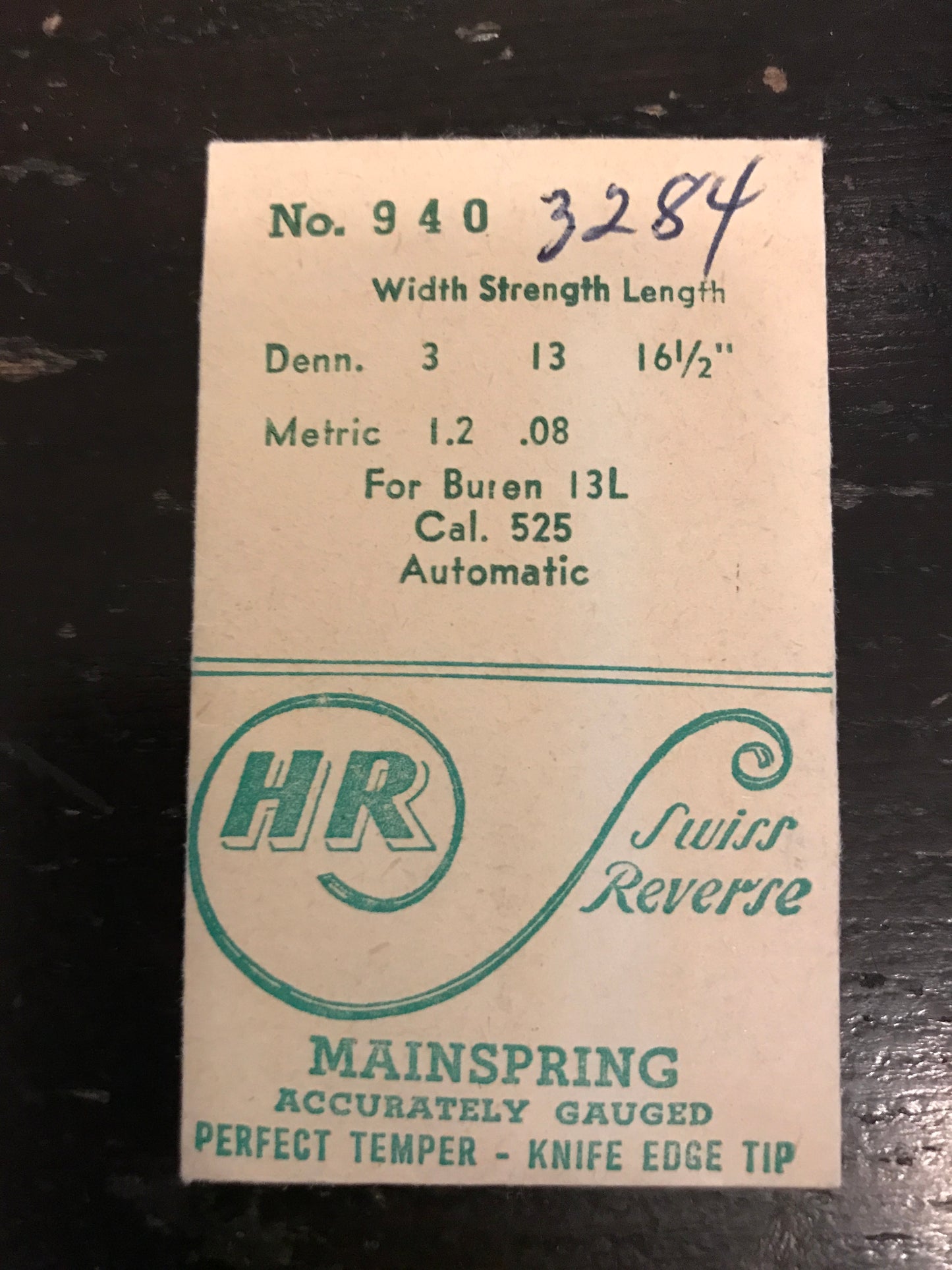 HR Mainspring No. 940 for Buren 13L Caliber 525 Automatic movements - Steel