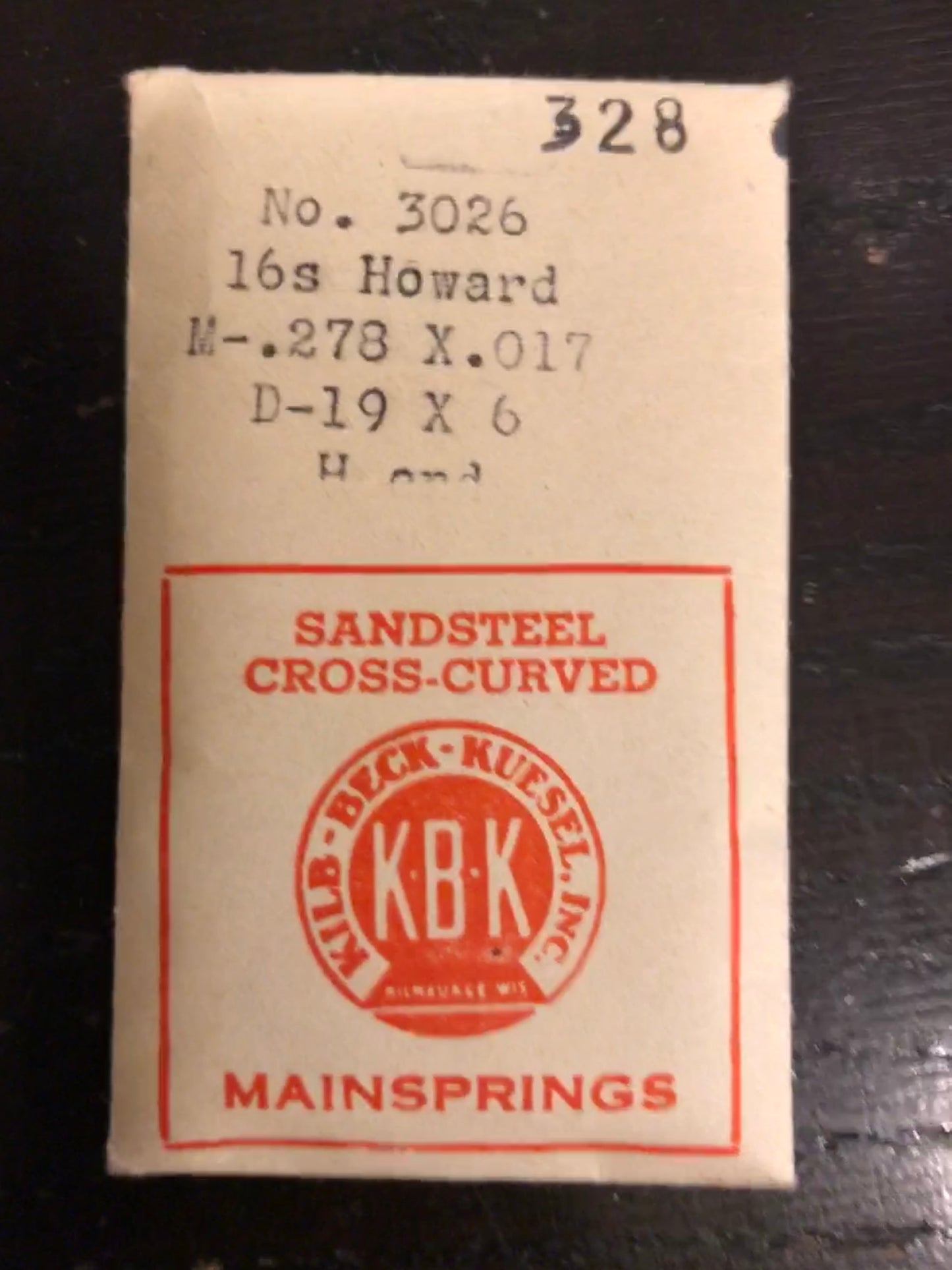 Kilb-Beck Mainspring #3026 for Howard 16s No. 328 - Steel