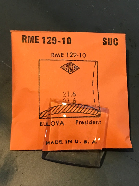 SUC Rocket Crystal RME 129-10 for BULOVA President - 21.6 x 21.6mm - New