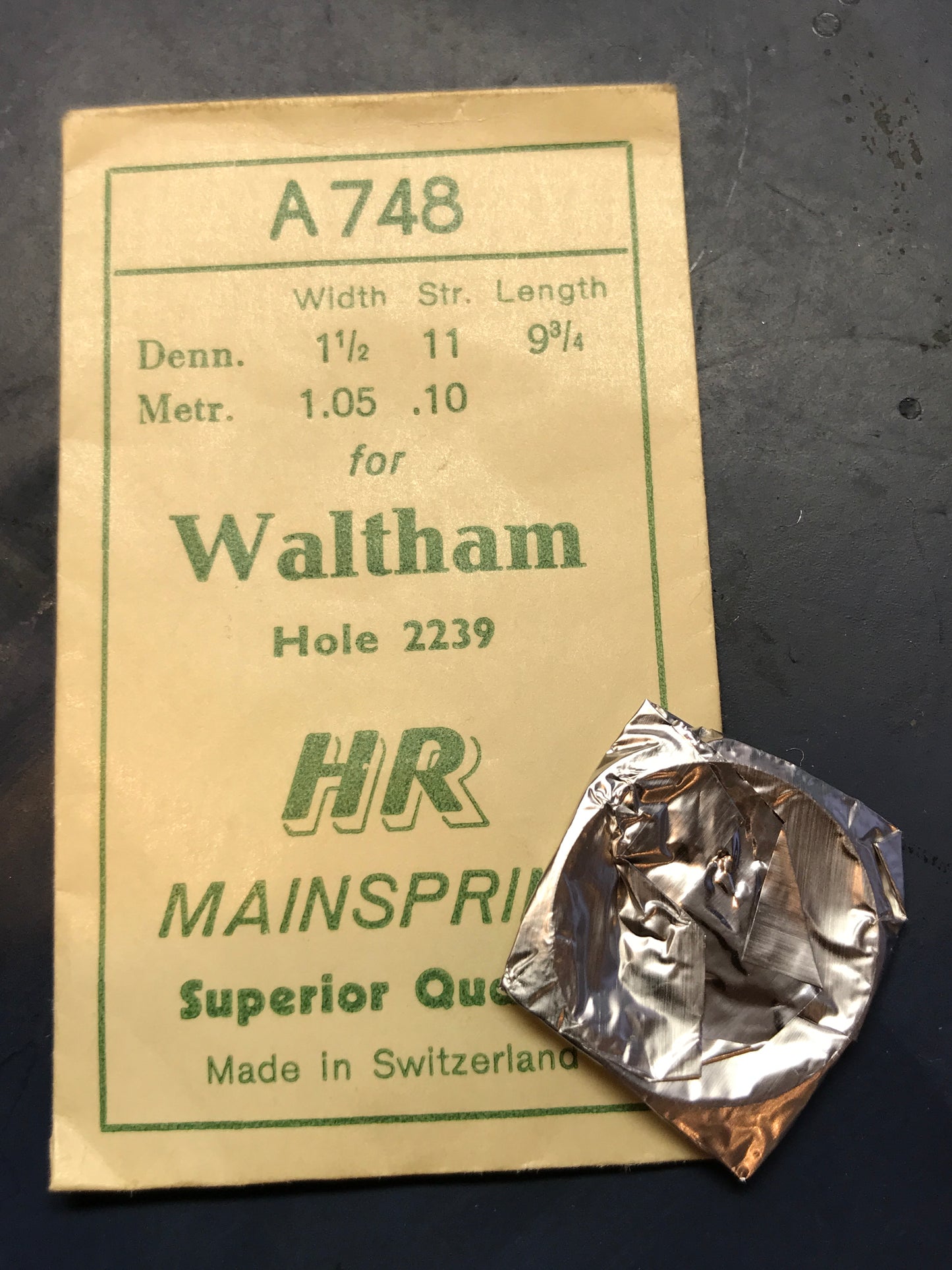 HR Mainspring A748 for Waltham 6½ ligne movements Factory No. 2239 - Steel