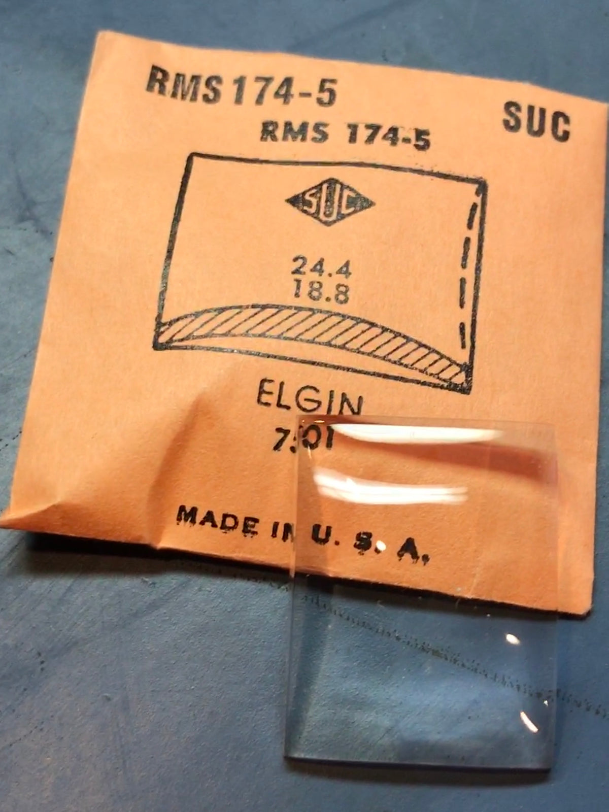 SUC Rocket Crystal RMS 174-5 for ELGIN case #7501 - 24.4 x 18.8mm - New