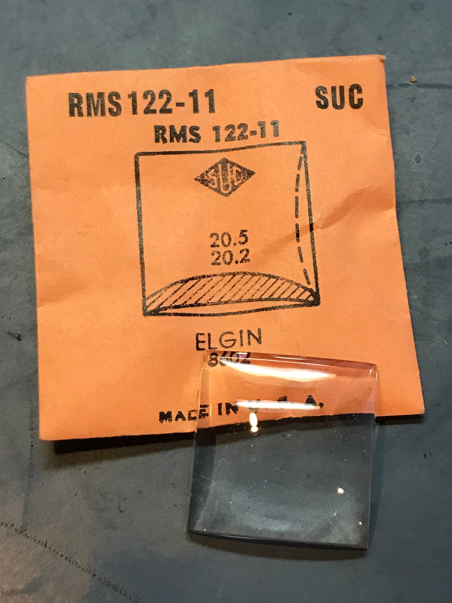 SUC Rocket Crystal RMS 122-11 for ELGIN case #8602 - 20.5 x 20.2mm - New