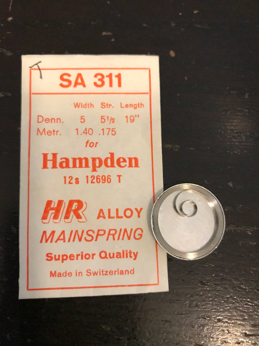 HR Mainspring SA311 for 12s Hampden Factory No. 12696 - Alloy