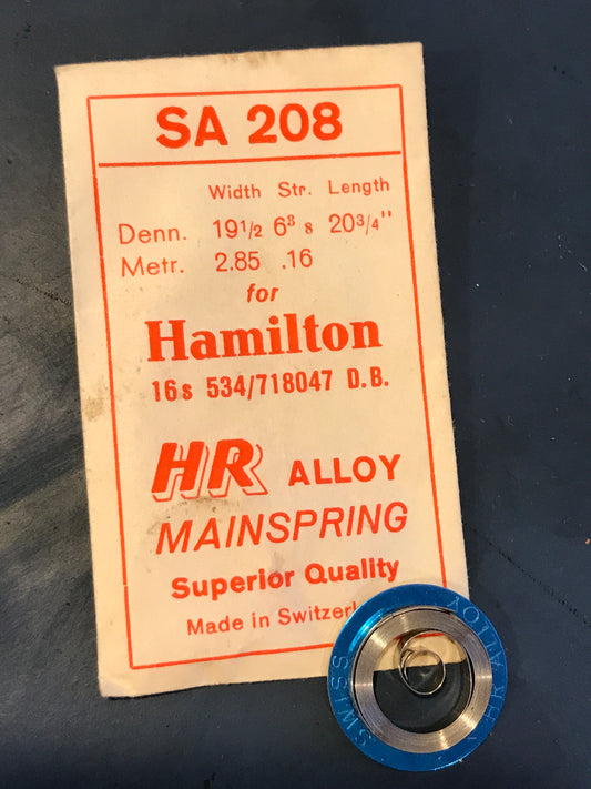 HR Mainspring SA208 for 16s Hamilton Factory No. 534 / 718047 - Alloy