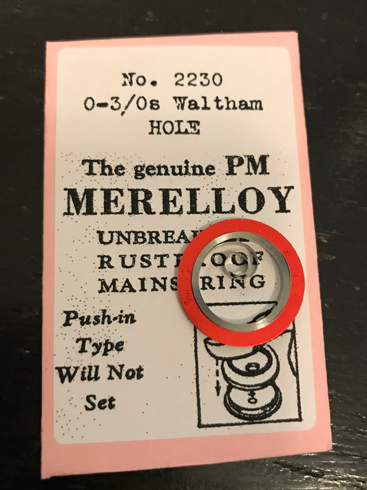 PM Merelloy Mainspring for Waltham 3/0s & 0s movements No. 2230 - Alloy