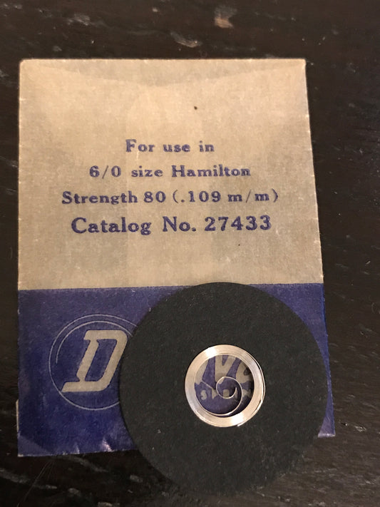 Hamilton Factory Dynavar Mainspring for 6/0 Hamilton No. 27433 - Alloy